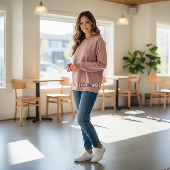 Pink Lily Oversized Microfleece Sweatshirt Soft Cozy Pullover Lounge Top Size L - Picture 8 of 9